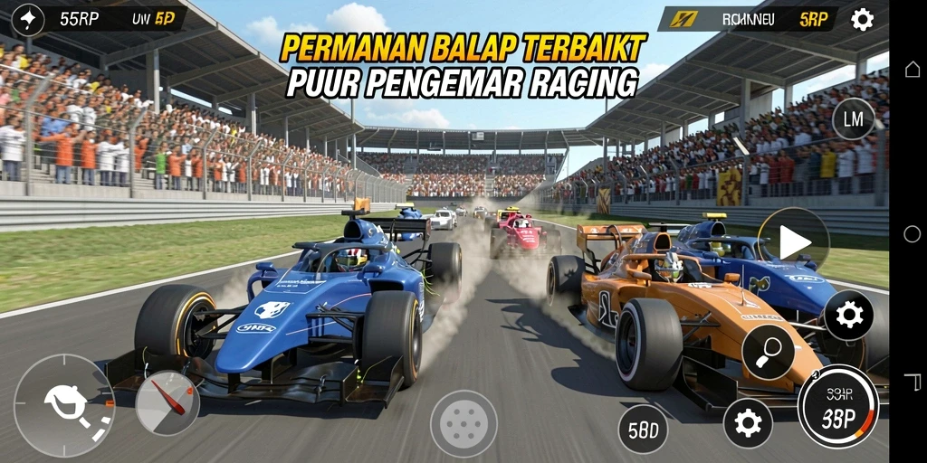 Tampilan gameplay seru dalam permainan balap 55RP.