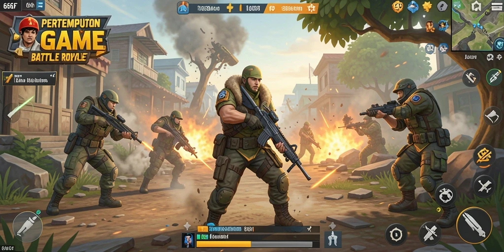 Screenshot dari gameplay Battle Royale yang seru dan intens di 666F.