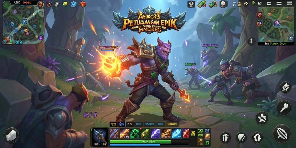 Screenshot gameplay ABC33 memperlihatkan petualangan seru dan strategi pertarungan.