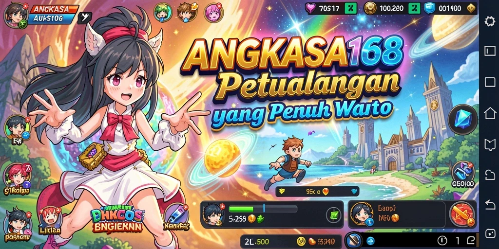 Screenshot gameplay ANGKASA168 dengan karakter anime yang hidup.