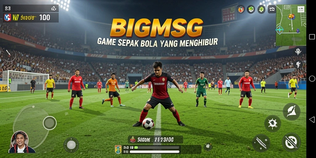 Gameplay seru BIGMSG dengan grafis sepak bola yang impresif.