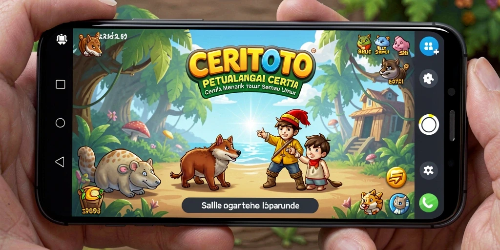 Tampilan gameplay CERITOTO yang penuh warna dan menyenangkan.