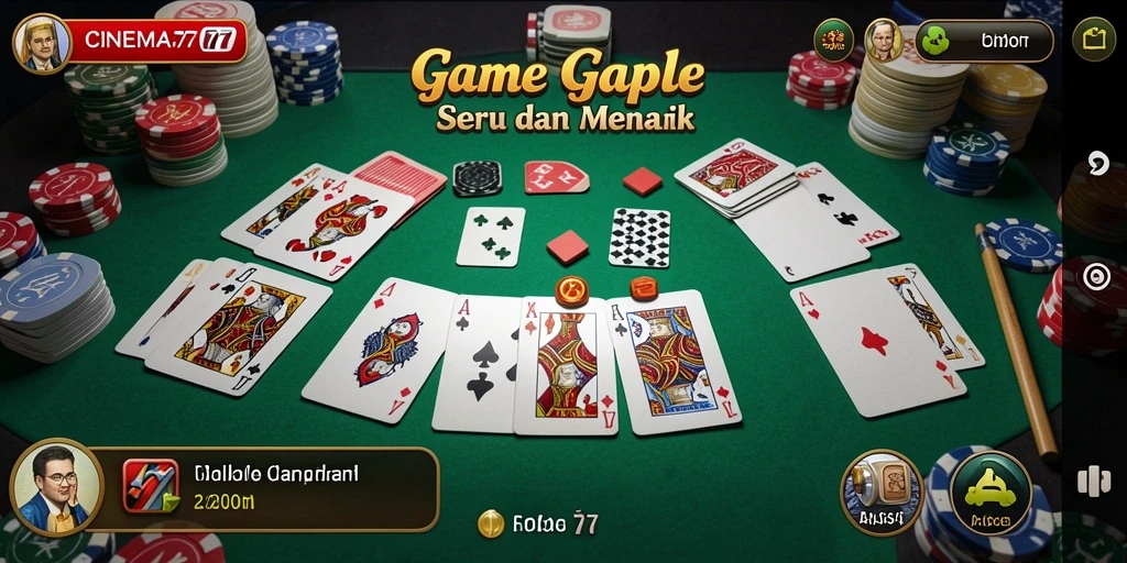 Tampilan gameplay seru Gaple di CINEMA77.