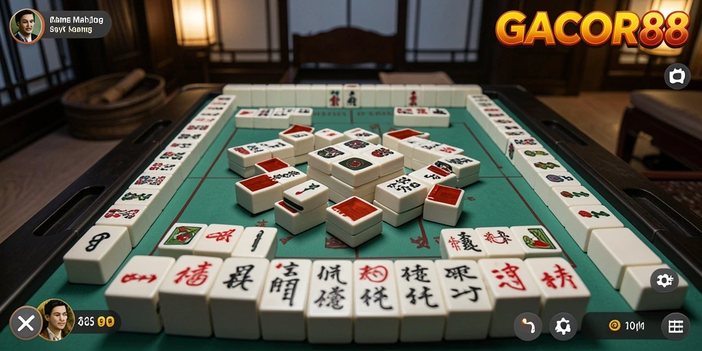 Screenshot GACOR88 menampilkan gameplay Mahjong yang mendebarkan.