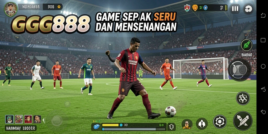 Screenshot utama GGG888 menampilkan momen seru dalam permainan sepak bola.