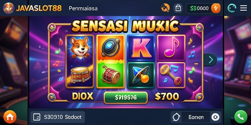 Screenshot utama JAVASLOT88 menampilkan gameplay yang mengasyikkan dengan musik latar yang energik.
