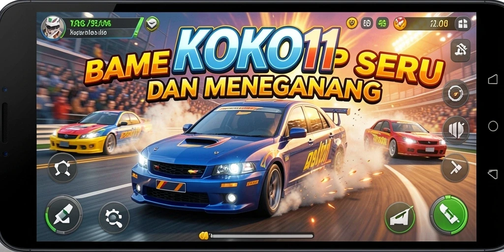 Screenshot gameplay KOKO11 yang menampilkan aksi balap yang mendebarkan.