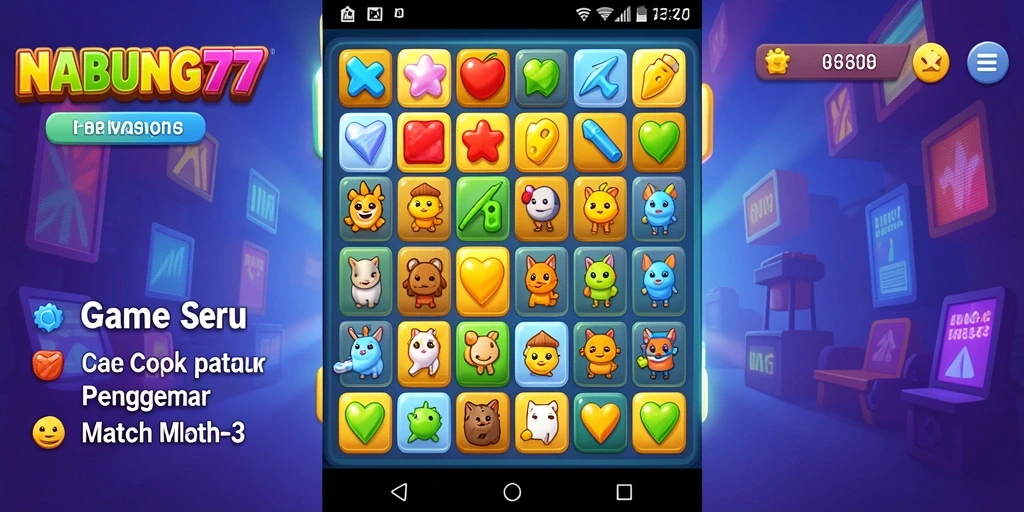 Tampilkan gameplay NABUNG77 yang mendebarkan dan penuh warna.