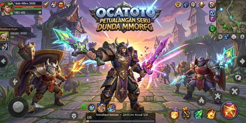 Screenshot gameplay OCATOTO yang menampilkan aksi pertempuran di dunia MMORPG.