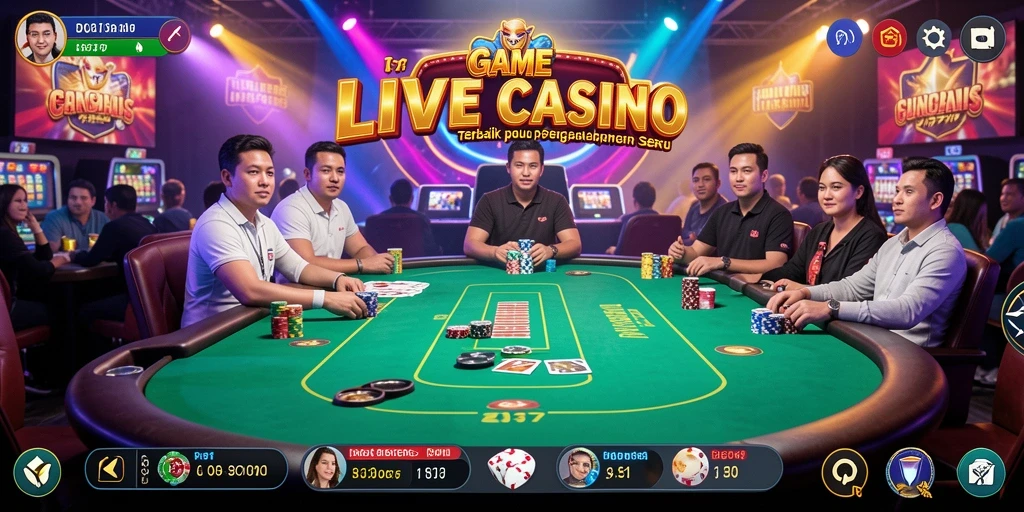 Screenshot gameplay RK77 dengan dealer langsung yang interaktif.