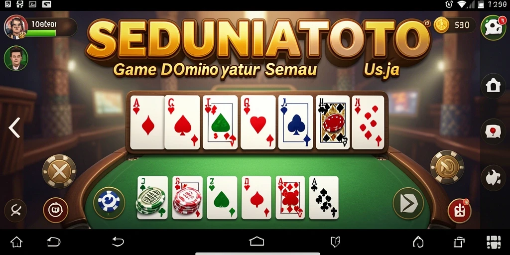 Screenshot gameplay SEDUNIATOTO yang menampilkan serunya permainan domino.