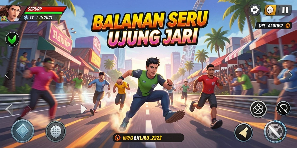 Tampilan seru gameplay balapan di SERURP dengan mobil cepat.