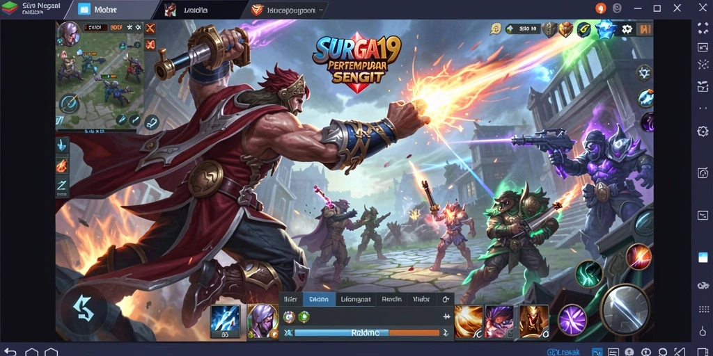 Tampilan gameplay di SURGA19 dengan pertarungan tim yang seru.