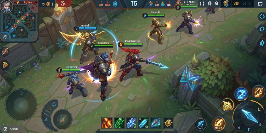 Screenshot utama T6 menampilkan intensitas pertempuran MOBA yang seru.