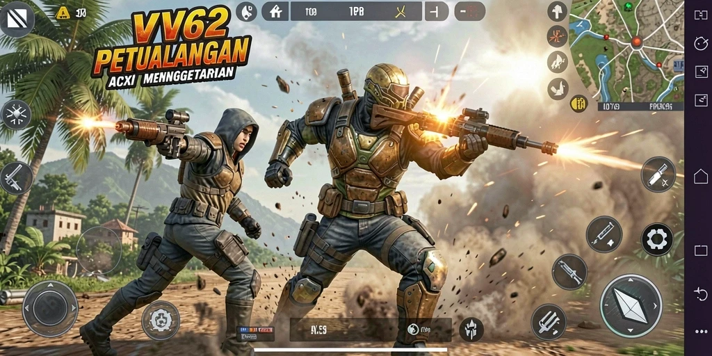Tampilan gameplay VV62 yang mendebarkan dan penuh aksi.